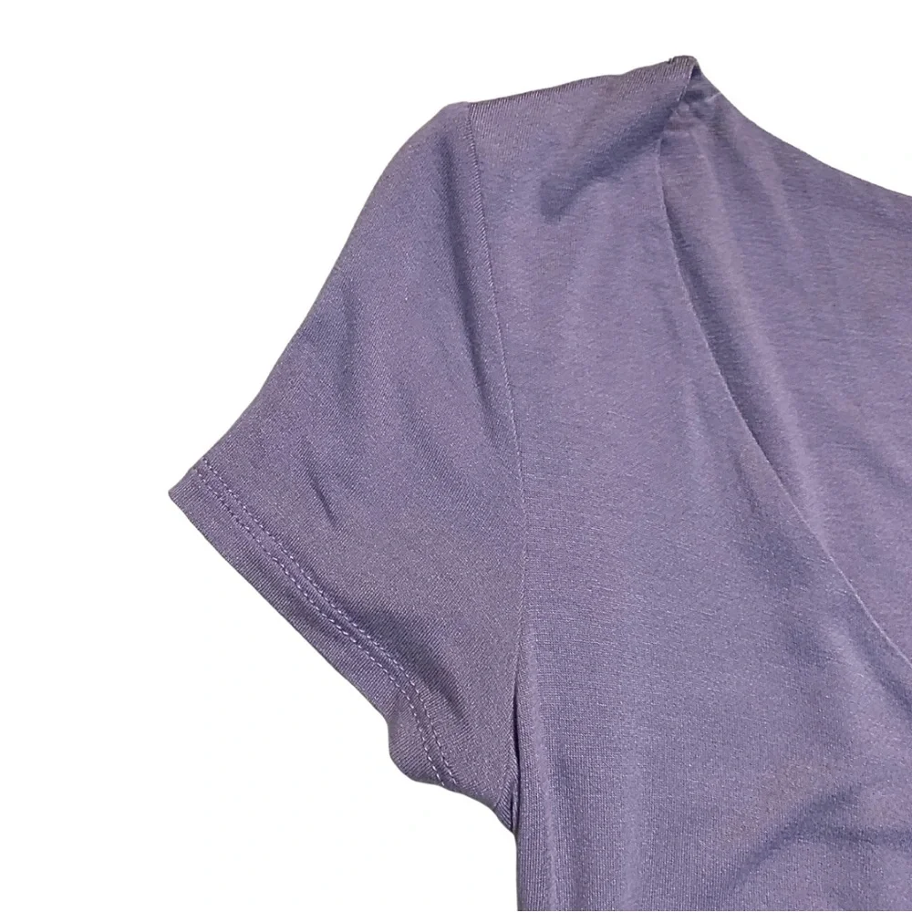 Set of 2 Bodysuit Short Sleeves Size Small Stretch Purple Tan Beige - Picture 11 of 16